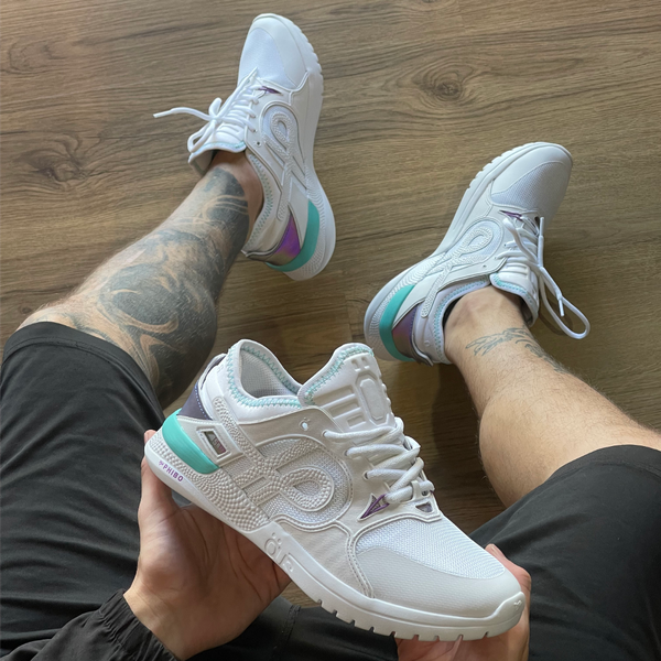 Tênis Öus Phibo 5813 Branco Furta-Cor Azul Essencial