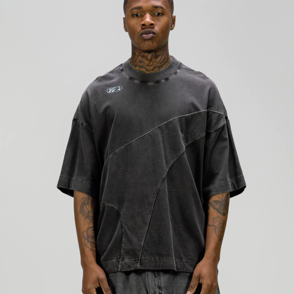 PHEENY別注 Heavyweightborder tuckedsleeve Camiseta Take-Off Overlay Boxy Tee Off Cinza